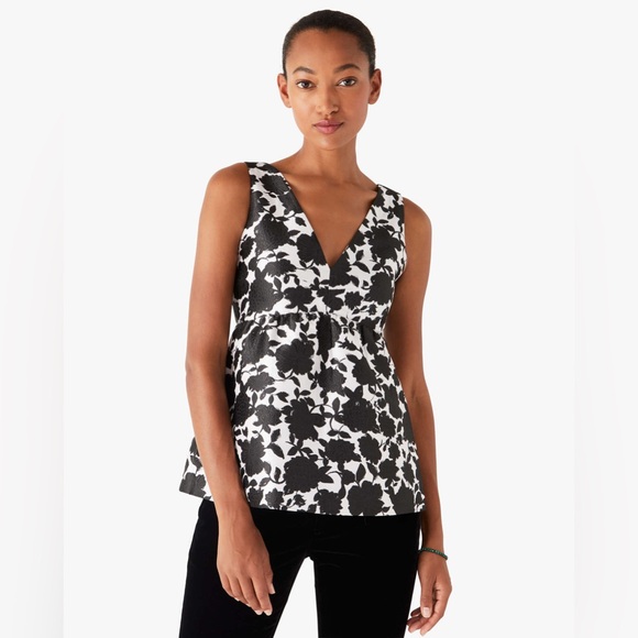 Kate Spade Bicolor Floral Soirée Top NWOT - Picture 2 of 9